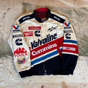 Vintage 1990s Jeff Hamilton Valvoline Nascar racing jacket Size large 24 x 27.5